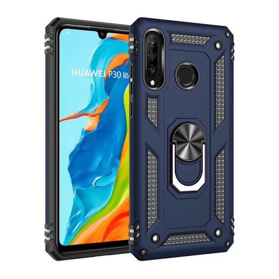 Бронированный Чехол до Huawei P30 Lite, Nox Case Ring, синий