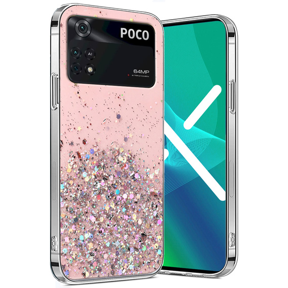 Чехол до Xiaomi Poco M4 Pro 4G, Glittery, розовый