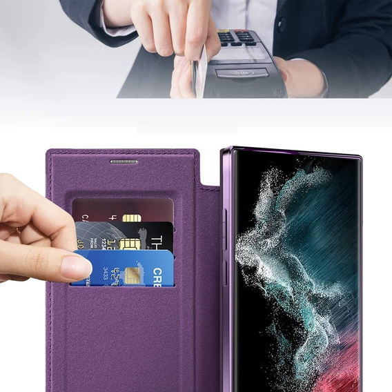 Чохол-книжка для Samsung Galaxy S22 Ultra 5G, RFID Wallet MagSafe CamShield, фіолетовий