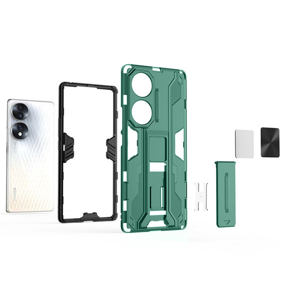 Чехол до Honor 70 5G, Military kickstand, зелёный