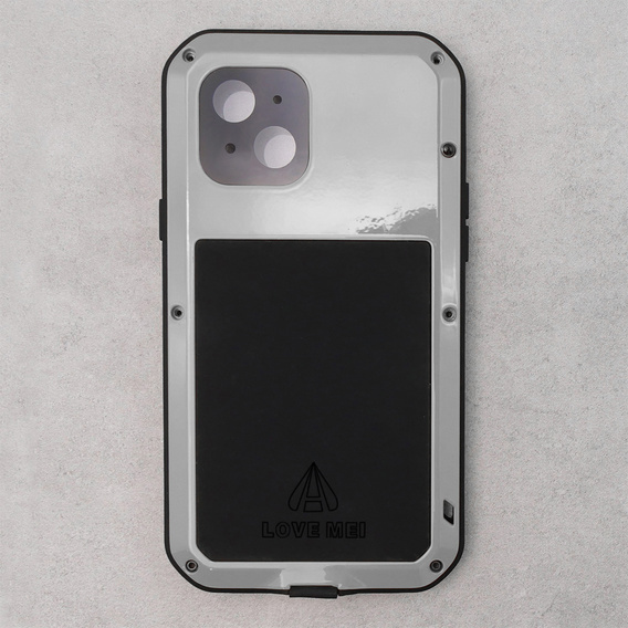 Чoхол Love Mei до iPhone 14, armored with glass, сріблястий