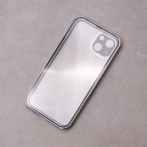 Чохол для iPhone 13, Magnetic Dual Glass, сріблястий