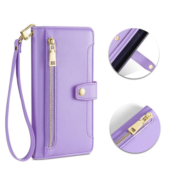 Чохол-книжка для iPhone 14 Pro, Wallet Zipper Pocket, фіолетовий