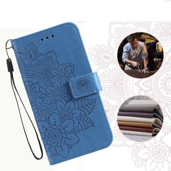 Откидной чехол для Xiaomi Redmi 13C / Poco C65, Mandala Flower, синий