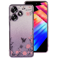 Чехол для Infinix Hot 30, Glitter Flower, фиолетовый