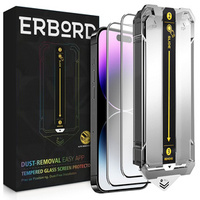 2x Скло захисне загартоване для iPhone 15 Pro, ERBORD Easy App Full Screen Protector