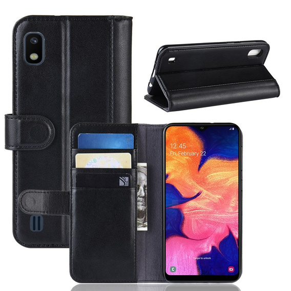 Откидной чехол для Samsung Galaxy A10, Split Leather Wallet, чёрный