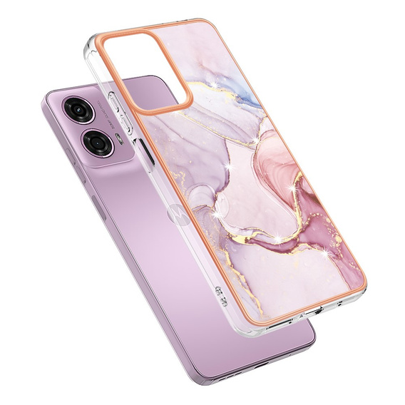 Захисний чохол для Motorola Moto G24 / G24 Power / G04, Marble Slim Case, рожевий