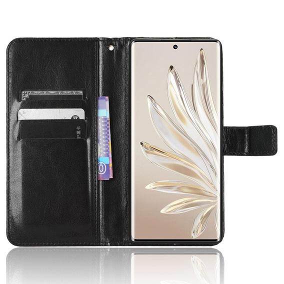 Футляр з клапаном для Honor 70 5G, Crazy Horse Wallet, чорний
