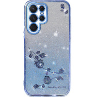 Чехол для Samsung Galaxy S23 Ultra, Glitter Flower, синий