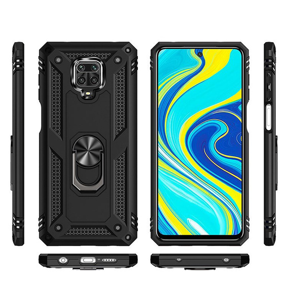 Бронированный Чехол до Xiaomi Redmi Note 9S / 9 Pro, Nox Case Ring, чёрный