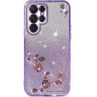 Чехол для Samsung Galaxy S23 Ultra, Glitter Flower, фиолетовый