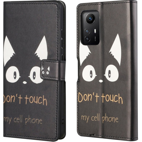 Откидной чехол для Xiaomi Redmi Note 12S, Wallet, don't touch, чёрный