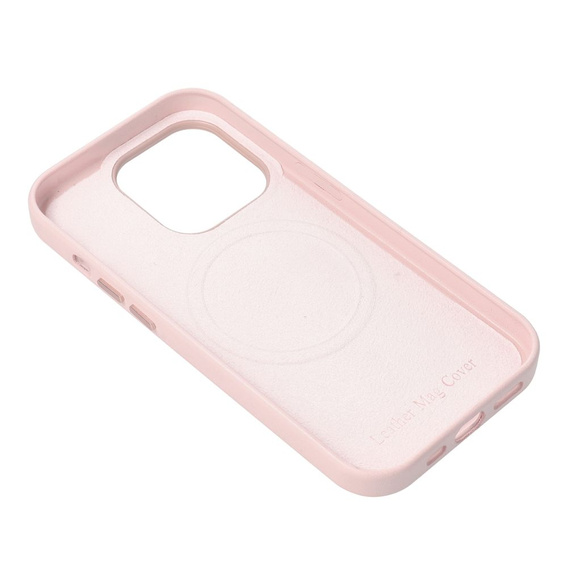 Кожаный чехол Mag Cover для iPhone 15 Pro, розовый