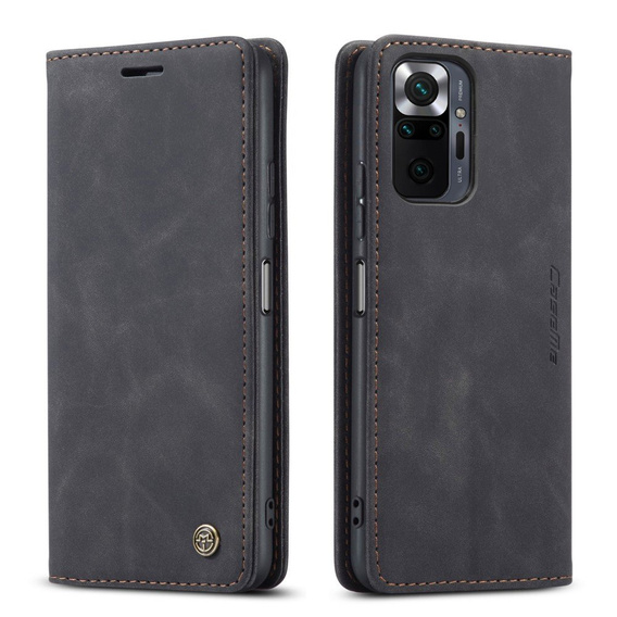 Чехол CASEME для Xiaomi Redmi Note 10 Pro, Leather Wallet Case, чёрный