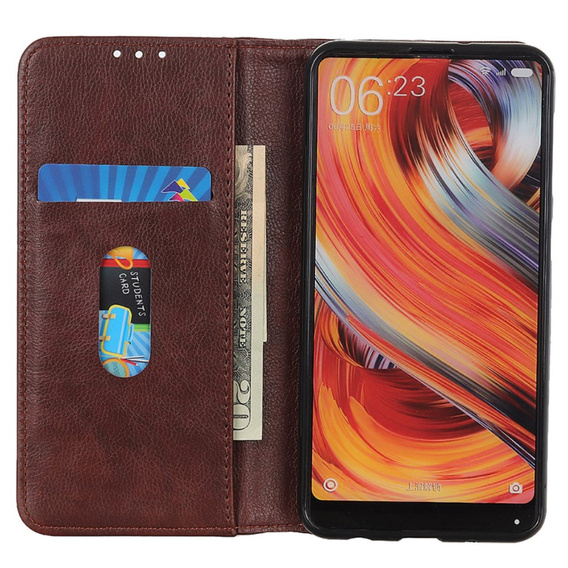 Чoхол до Samsung Galaxy S24, Wallet Litchi Leather, коричневий