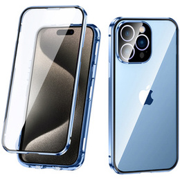 Чехол для iPhone 15 Pro Max, Magnetic Dual Glass, синий