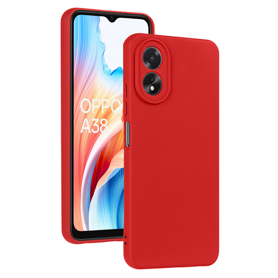 Чохол для Oppo A18 4G / A38 4G, Silicone Lite, червоний + Скло 9H