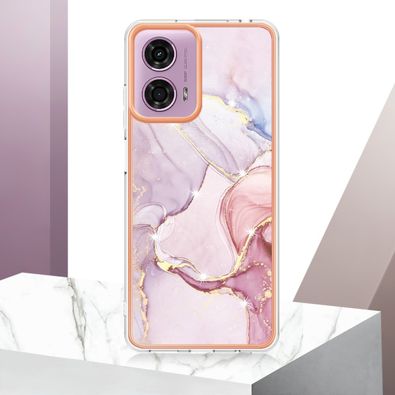 Защитный чехол для Motorola Moto G24 / G24 Power / G04, Marble Slim Case, розовый