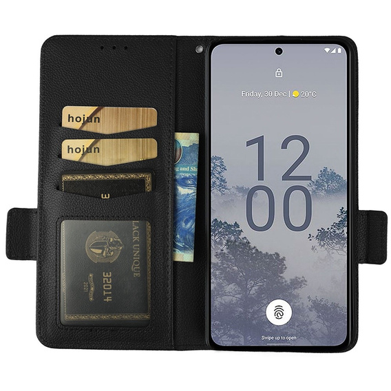 Откидной чехол для Nokia X30 5G, Wallet Litchi Magnet Case, чёрный