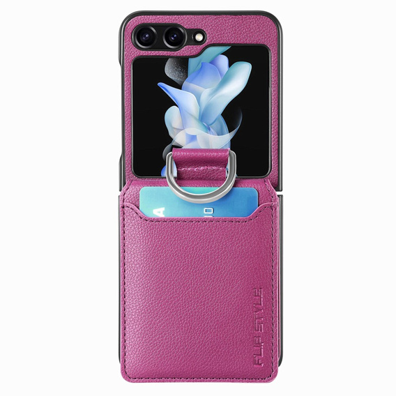 Чехол для Samsung Galaxy Z Flip6 5G, Card Slot Ring Case, фиолетовый