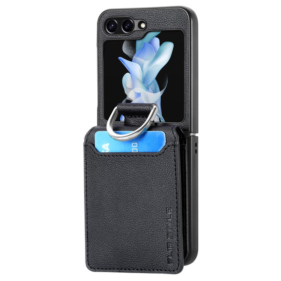 Чохол для Samsung Galaxy Z Flip6 5G, Card Slot Ring Case, чорний