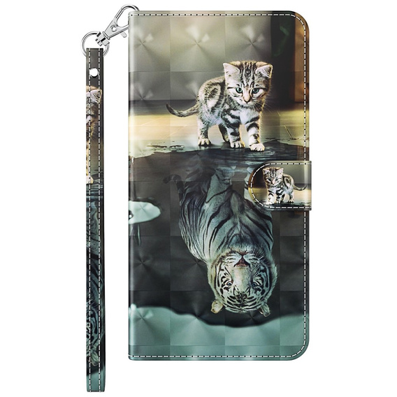 Откидной чехол для Samsung Galaxy A14 4G/5G, Wallet, Cat & Tiger, серый