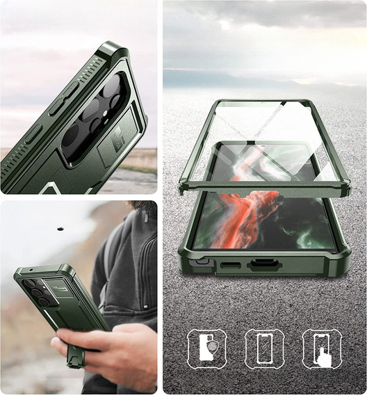 Бронированный чехол для Samsung Galaxy S23 Ultra, Dexnor Full Body (Two Frames), зелёный