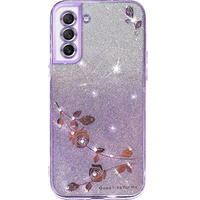 Чохол для Samsung Galaxy S21 FE, Glitter Flower, фіолетовий