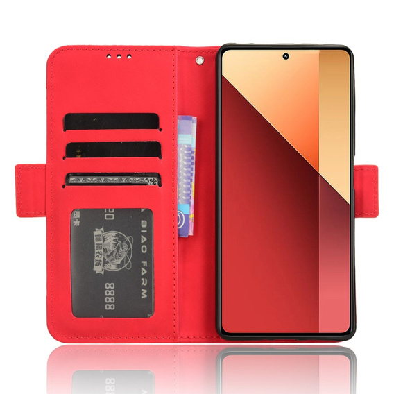 Футляр з клапаном для Xiaomi Redmi Note 13 Pro 4G, Card Slot, червоний