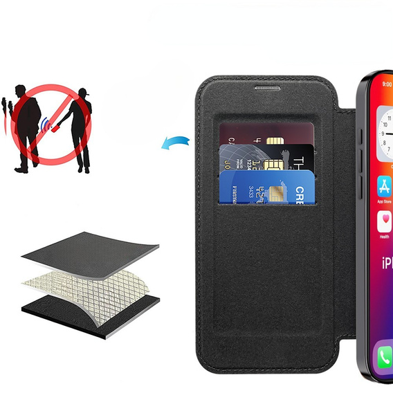 Чохол-книжка для iPhone 16, RFID Wallet MagSafe CamShield, чорний