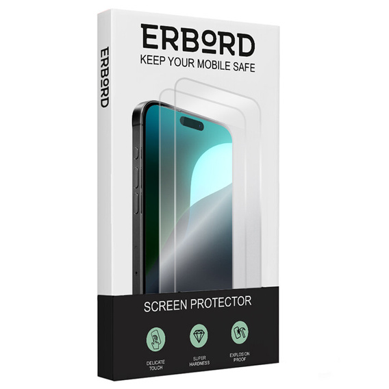 2x Загартоване скло ERBORD 9H Hard Glass на екрані для iPhone 16