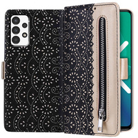 чехол-крышка для Samsung Galaxy A33 5G, Wallet Pocket Zipper Lace, чёрный