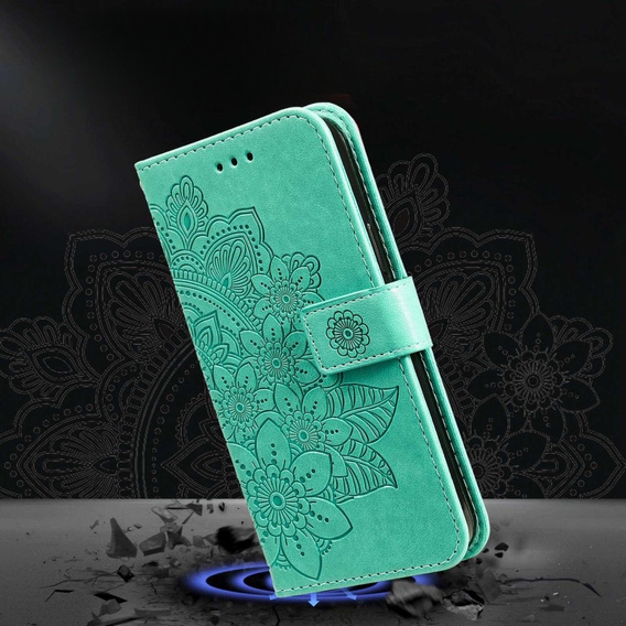 Откидной чехол для Xiaomi Redmi Note 12 5G / POCO X5 5G, Mandala Flower, зелёный