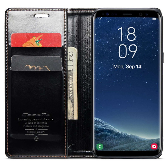 Флип-кейс CASEME для Samsung Galaxy S8+ Plus, Waxy Textured, чёрный