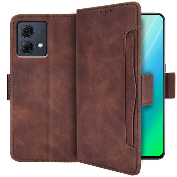 Футляр з клапаном для Motorola Moto G84 5G, Card Slot, коричневий