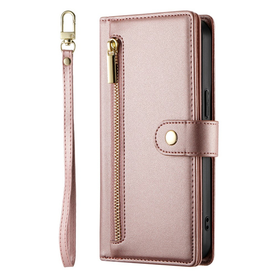 Откидной чехол для Samsung Galaxy S25+ Plus, Wallet Zipper Pocket, розовый