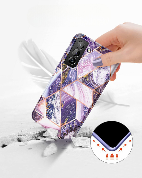 Чoхол до Samsung Galaxy S21 FE, Suritch Full Body Marble, фіолетовий