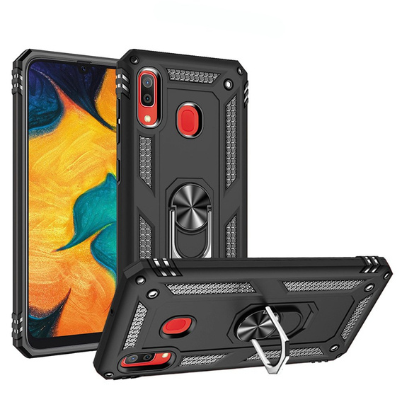 Бронированный Чехол до Samsung Galaxy A40, Nox Case Ring, чёрный