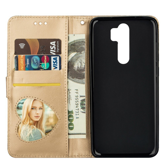 Откидной чехол для Xiaomi Redmi Note 8 Pro, Wallet Zippered, золотой