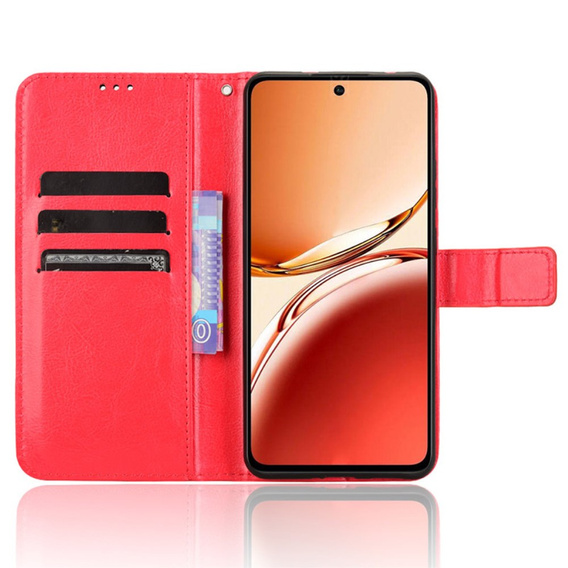 Откидной чехол для Oppo Reno 12FS / 12F, Crazy Horse Wallet, красный