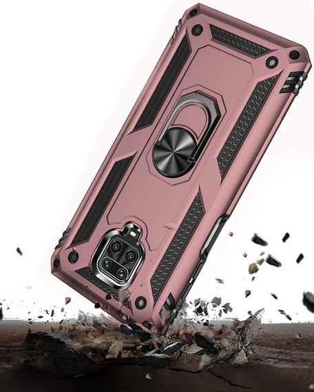 Бронированный Чехол до Xiaomi Redmi Note 9S / 9 Pro, Nox Case Ring, розовый