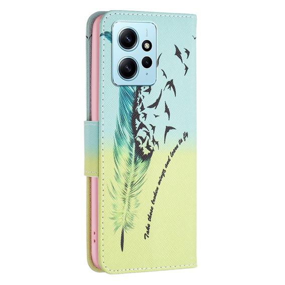 Чохол-книжка для Xiaomi Redmi Note 12 4G, Wallet, feather, м'яти