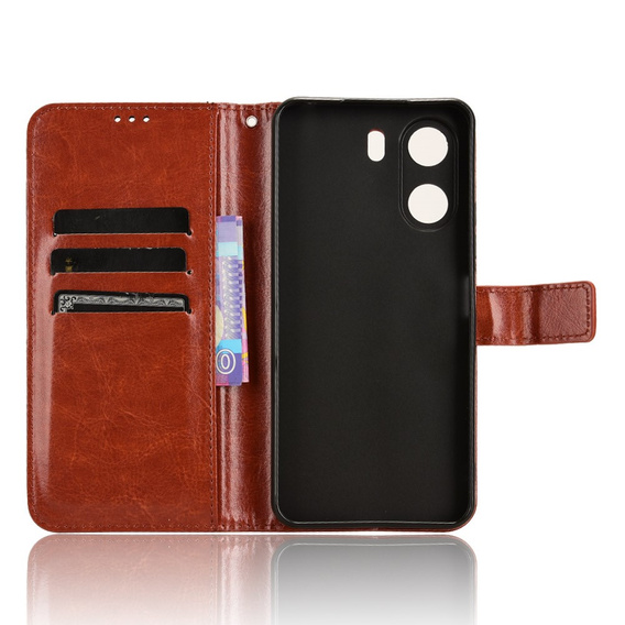 Футляр з клапаном для Xiaomi Redmi 13C / Poco C65, Crazy Horse Wallet, коричневий