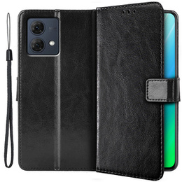 Откидной чехол для Motorola Moto G84 5G, Crazy Horse Wallet, чёрный