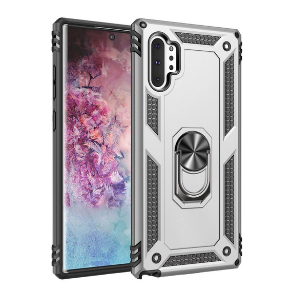 Бронированный Чехол до Samsung Galaxy Note 10+ Plus, Nox Case Ring, серебряный