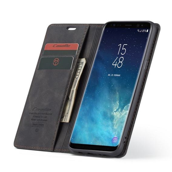 Чехол CASEME для Samsung Galaxy S8 Plus, Leather Wallet Case, чёрный