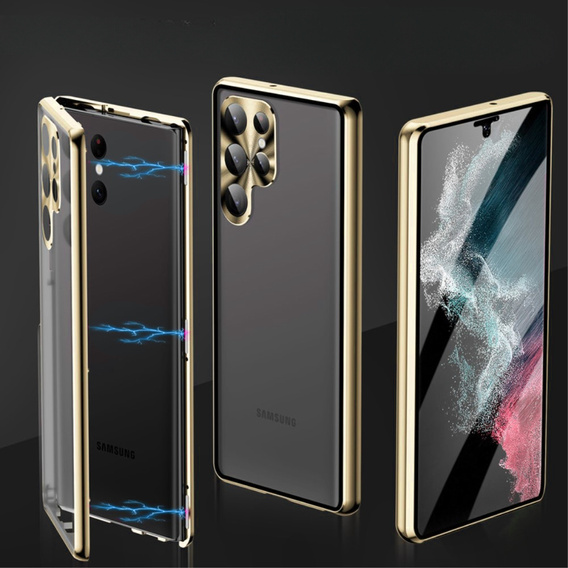 Чохол для Samsung Galaxy S22 Ultra, Magnetic Dual Glass, золотий