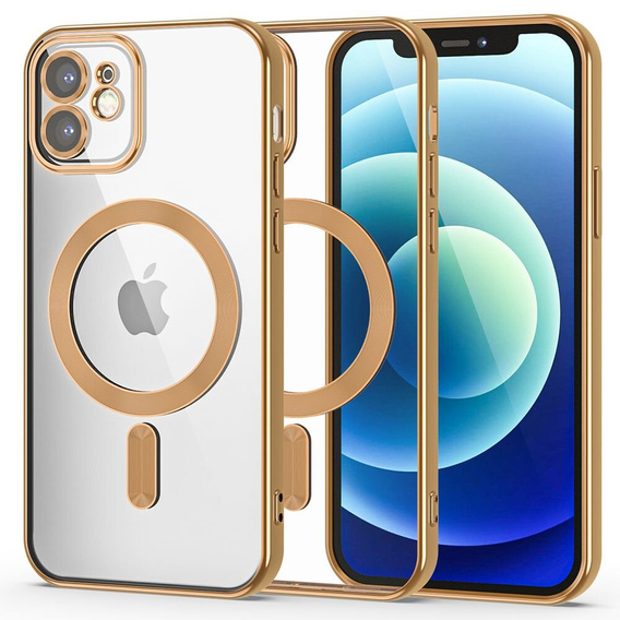 Чохол для iPhone 12, Electro MagSafe, золотий + Скло на екран
