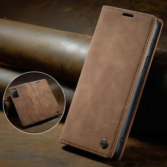 Чехол CASEME для Samsung Galaxy S20 FE, Leather Wallet Case, коричневый